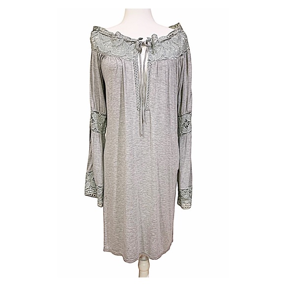 POL Dress/Tunic Light Gray Color Lace Crochet Details Size M - Picture 7 of 13